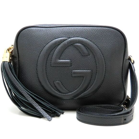 Gucci Handbags - GUCCI Black Leather Shoulder Bag